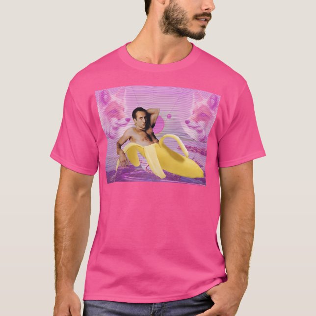 Camiseta Nicholas Cage Banana Vaporwave (Frente)