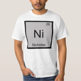 Camiseta Nicholas Nome Química Elemento Tabela Periódica