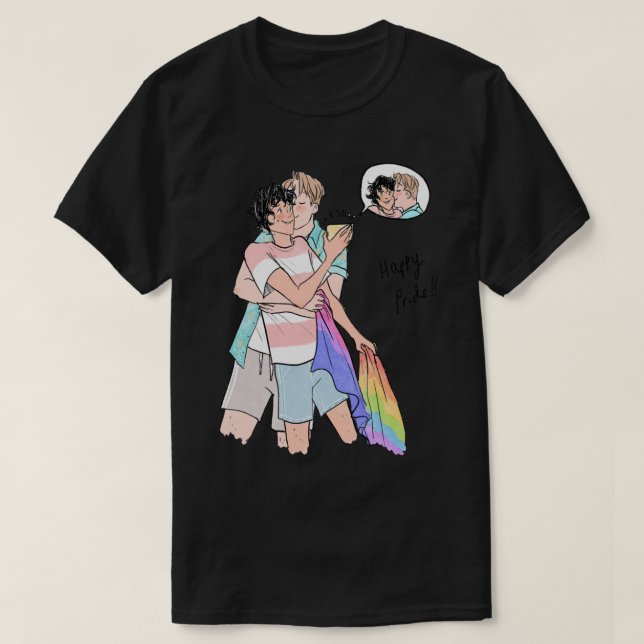 Camiseta Nick e Charlie Heartstopper felizes orgulho Clássi (Frente do Design)
