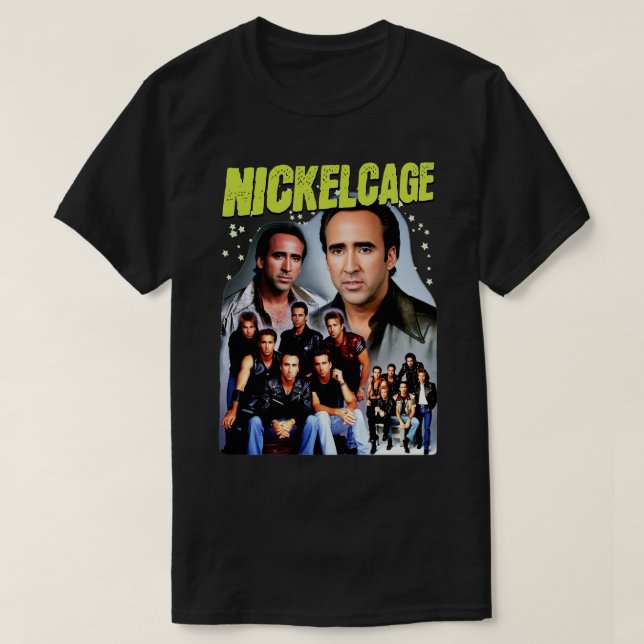 Camiseta NICKELCAGE PARODY Funny Retro 2000s Glamor Shot T (Frente do Design)