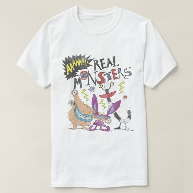 Camiseta Nickelodeon Ahh Real Monstros Amigos Atirados (Frente do Design)
