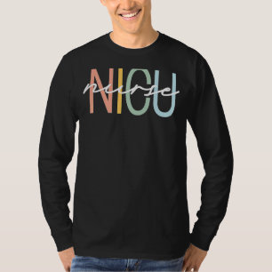 Camiseta NICU Enfermeira ICU Neonatal Boho Rainbow Team Tin