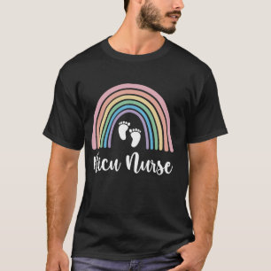 Camiseta NICU Enfermeira ICU Neonatal Boho Rainbow Team Tin