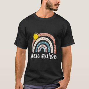 Camiseta Nicu Enfermeira Icu Neonatal Rainbow Equipe de Enf