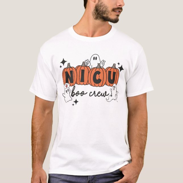 Camiseta NICU Halloween Shirt, Halloween NICU Boo Crew NICU (Frente)