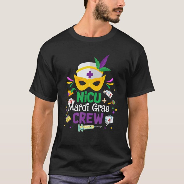 Camiseta Nicu Mardi Gras Nurse Crew Family Group Nursing Lo (Frente)