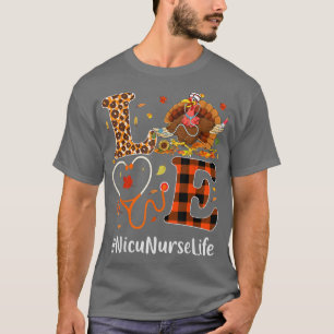 Camiseta Nicu Nurse Love Ação de Graças Leopardo Stethoscop