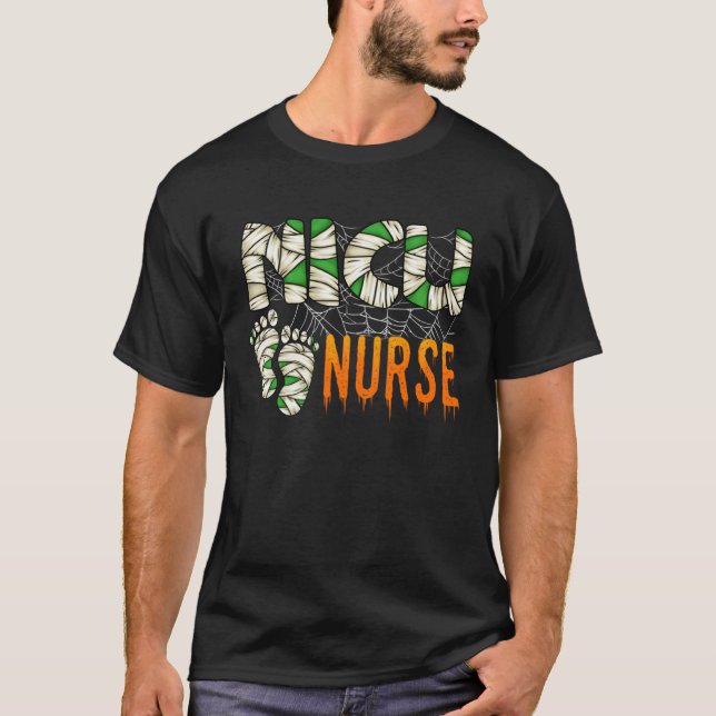 Camiseta NICU Nurse Mummy Scary Halloween Pediatric Nursing (Frente)