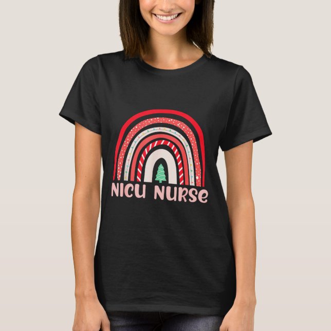 Camiseta Nicu Nurse Neonatal Tiny Crew Christmas Holiday Nu (Frente)