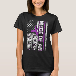 Camiseta Niece de um Suporte de Fita Roxo Epilepsia Guerrei
