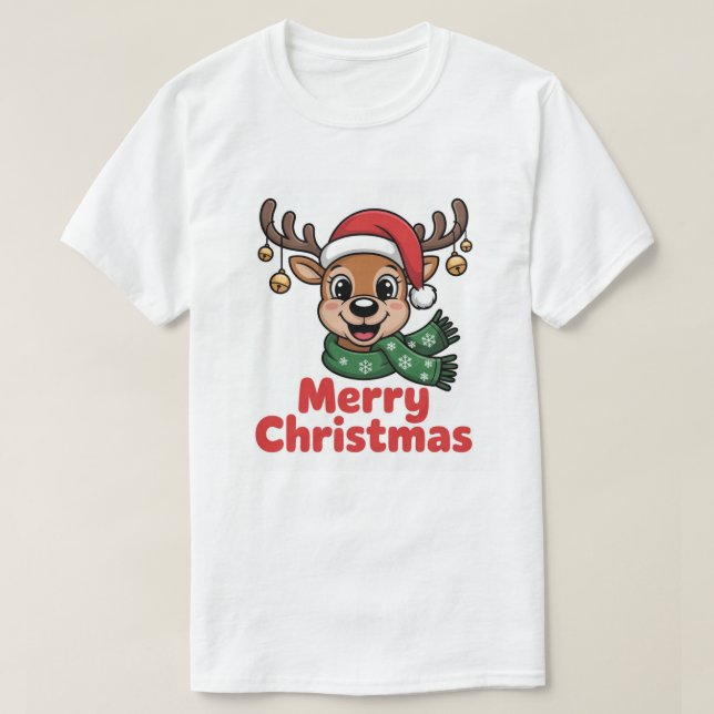 Camiseta NiedlicherWeihnachtsrentierPulloverMerryChristmas (Frente do Design)