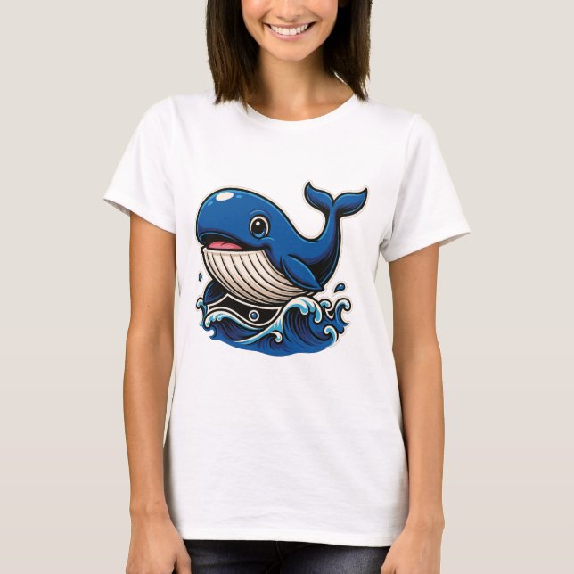 Camiseta Niedliches Cartoon-Wal-Design (Frente)