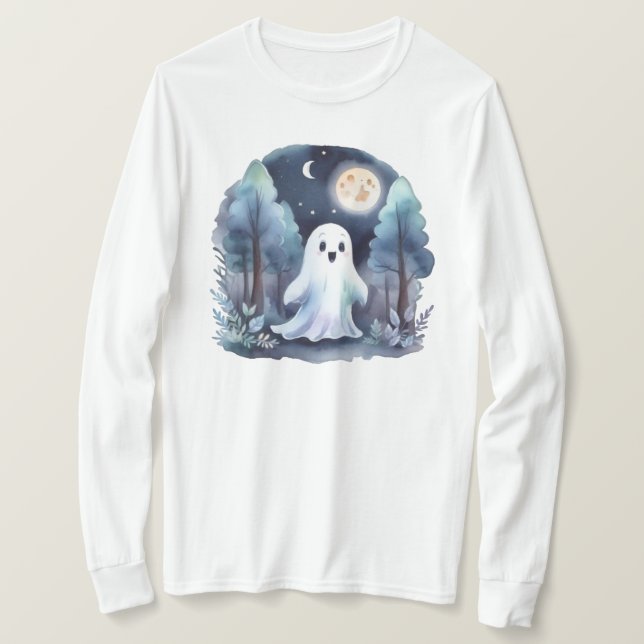 Camiseta Niedliches Gespenst Geist im Wald Longsleeve  (Frente do Design)