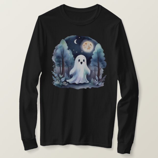 Camiseta Niedliches Gespenst Geist im Wald Longsleeve  (Frente do Design)
