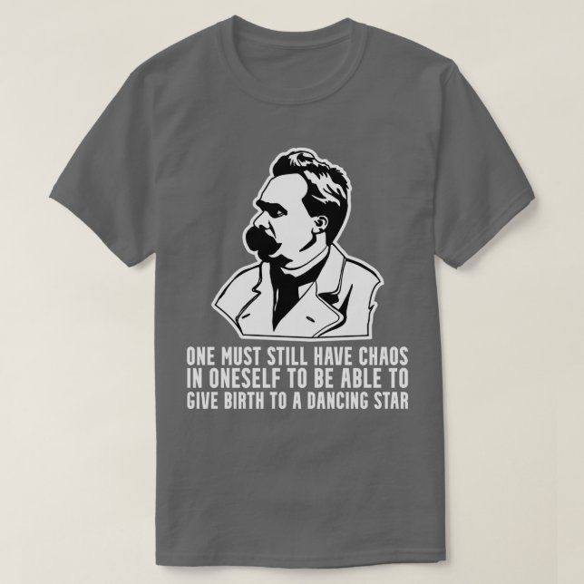 Camiseta Nietzsche cita o caos em sua alma dançando Portrai (Frente do Design)