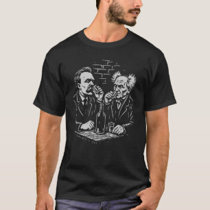 Camiseta Nietzsche e Schopenhauer bebendo vodka num pub