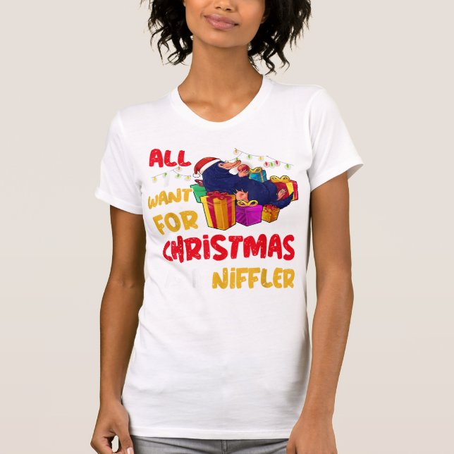 Camiseta Niffler Christmas Shirt, Tudo o que quero para o N (Frente)