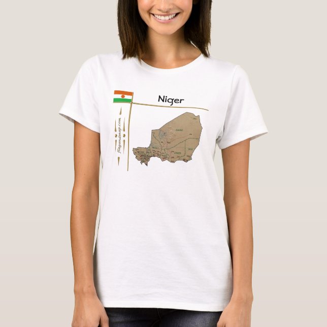 Camiseta Niger Mapa + Bandeira + Título (Frente)