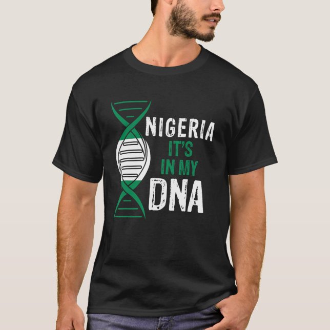 Camiseta Nigéria Está no Meu DNA Orgulhoso Bandeira Nigéria (Frente)