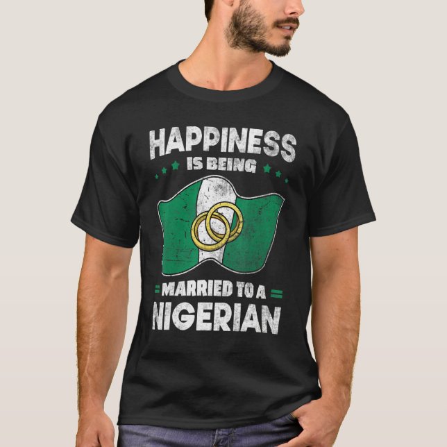 Camiseta Nigerian Wedding Nigeria Marriage Flag Married (Frente)