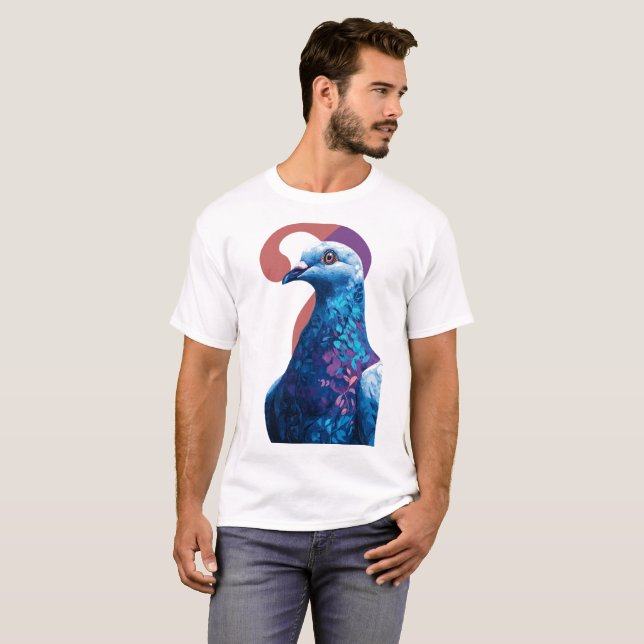 Camiseta Night Bloom Pigeon – Botanical Gradient Illustrati (Frente Completa)