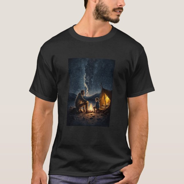 Camiseta Night Camping Bonfire Bonding Father and Son Bonfi (Frente)