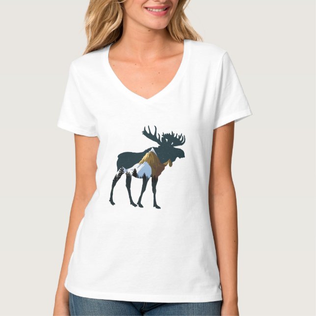 Camiseta Night Forest Moose (Frente)