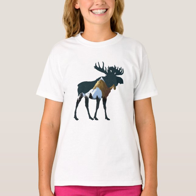 Camiseta Night Forest Moose (Frente)