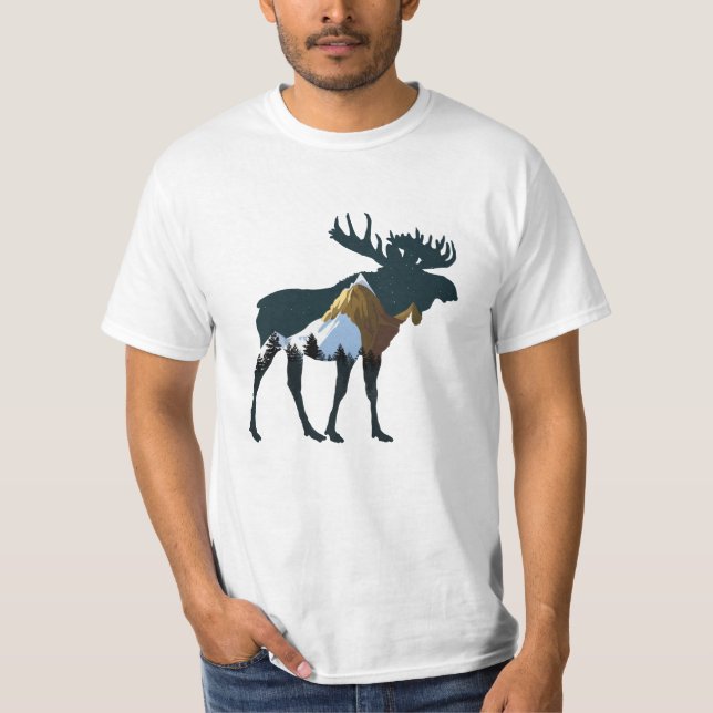 Camiseta Night Forest Moose (Frente)