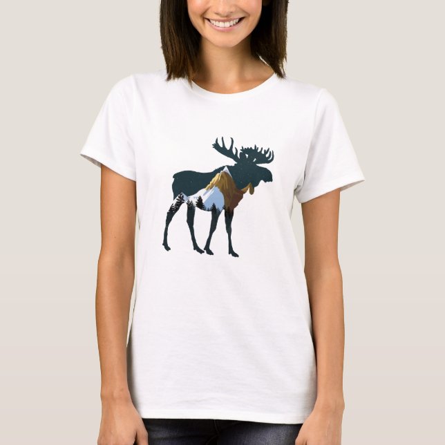 Camiseta Night Forest Moose (Frente)