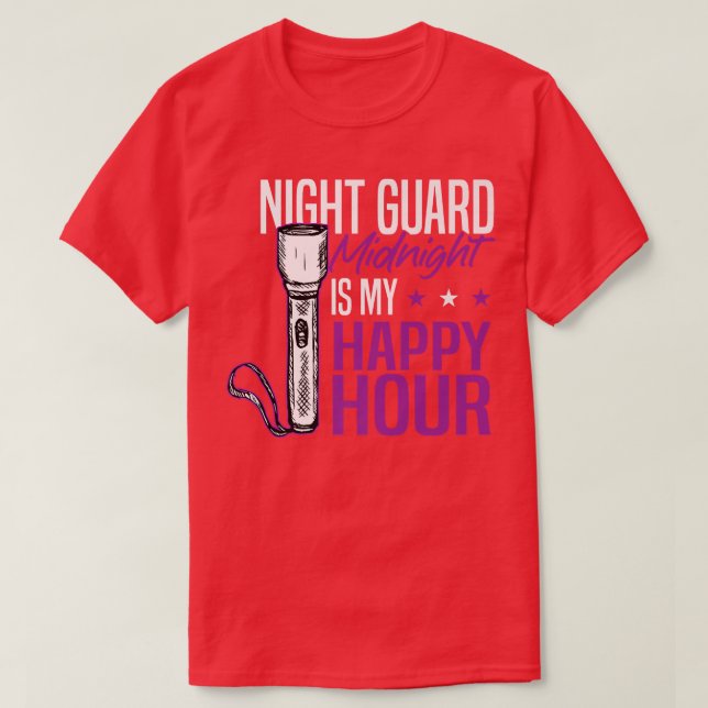 Camiseta Night GuardMidnight É Minha Feliz HourSecurity Off (Frente do Design)
