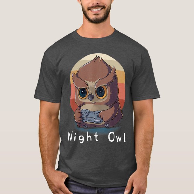 Camiseta Night Owl Gaming Enthusiast Video Game Lover Gamin (Frente)