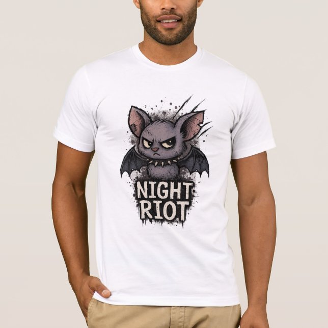 Camiseta Night Riot – Grunge Emo Bat Illustration (Frente)