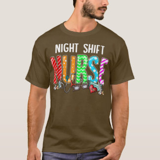 Camiseta Night Shift Nurse Plaid Red Love Heart Stethoscope