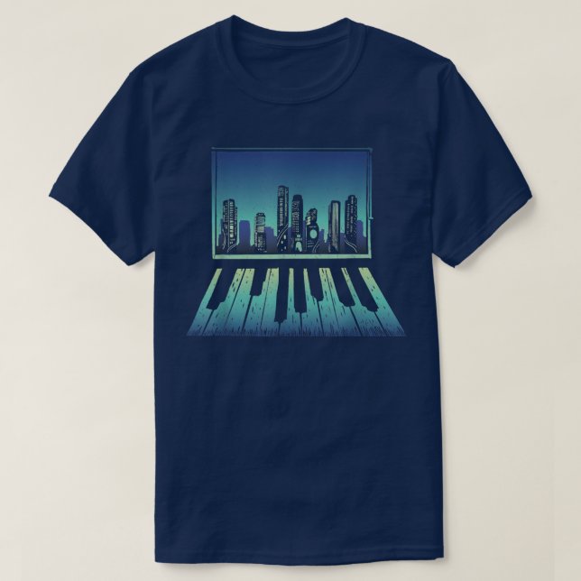 Camiseta Night Skyline Piano  (Frente do Design)