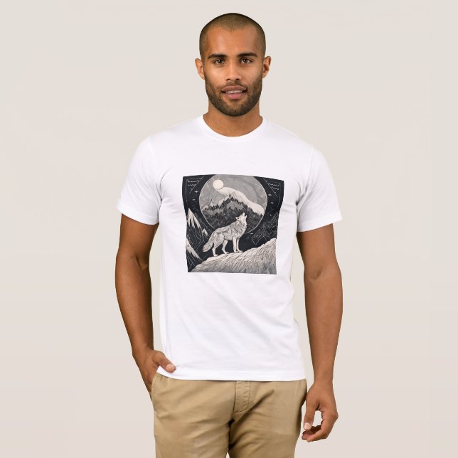 Camiseta Night Wolf Howl - Moonlight & Forest Aestético (Frente Completa)