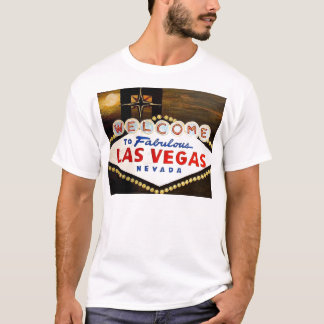 Camiseta Nighttime famoso do sinal de Las Vegas - lua sobre