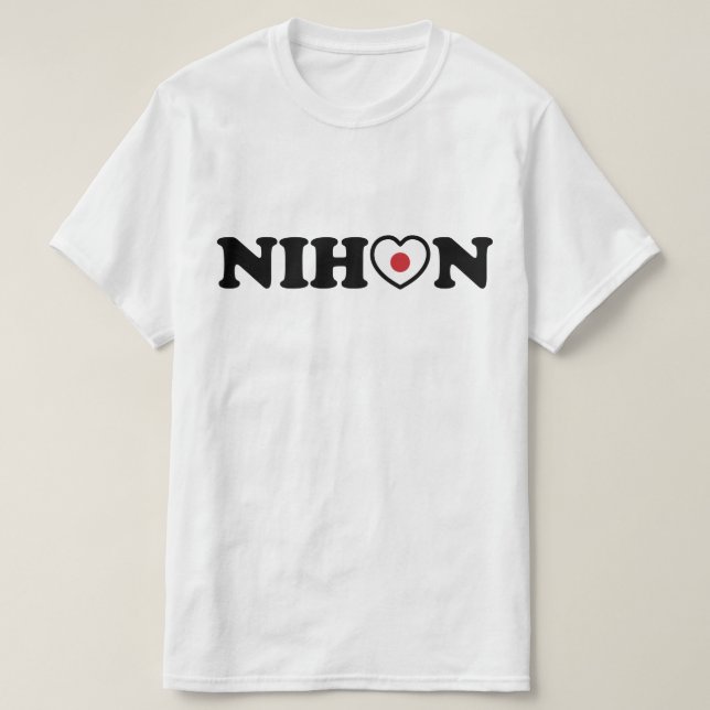 Camiseta Nihon Love Heart Flag (Frente do Design)