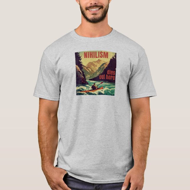 Camiseta Niilismo Morre Aqui Em Kayaking (Frente)