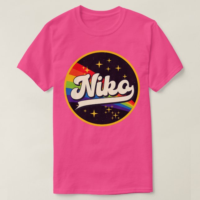Camiseta Niko Rainbow No Space Vintage Style (Frente do Design)