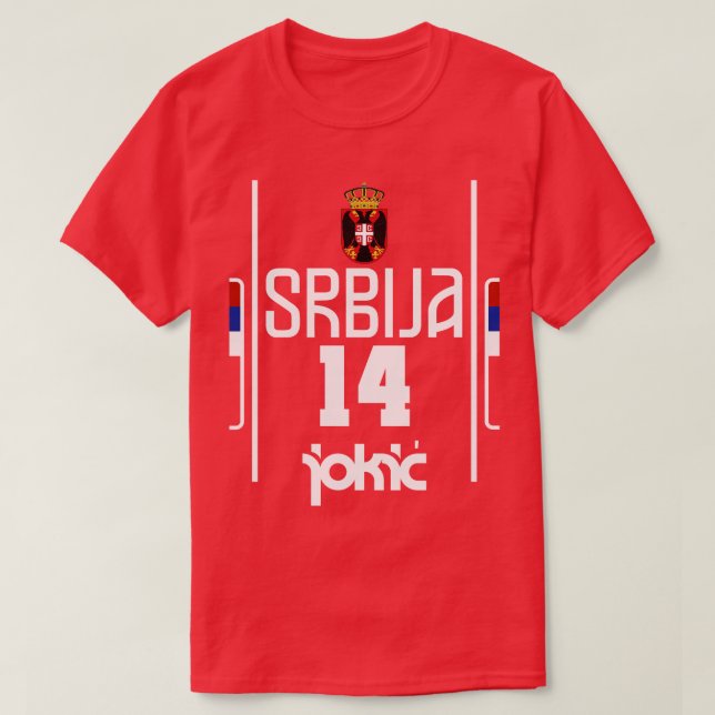 Camiseta Nikola Jokic Retro Sérvia Jersey Fan Art (Frente do Design)