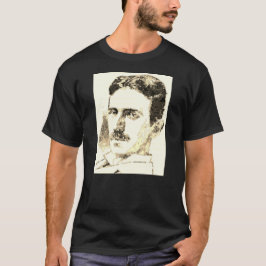 Camiseta Nikola Tesla Desenho Em Sepia
