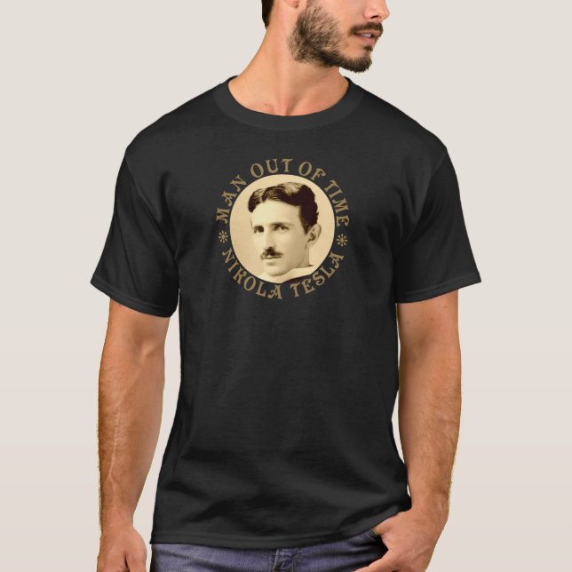 Camiseta Nikola Tesla - Homem Fora De Tempo - Velho Dourado (Frente)