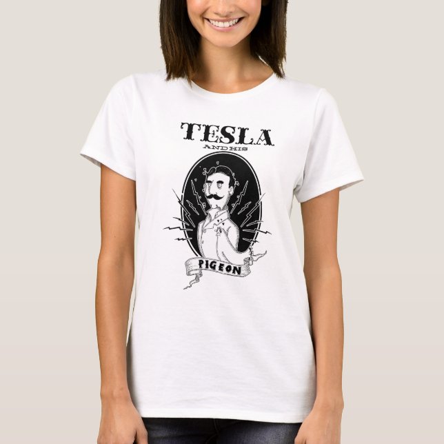 Camiseta Nikola Tesla & seu pombo (Frente)