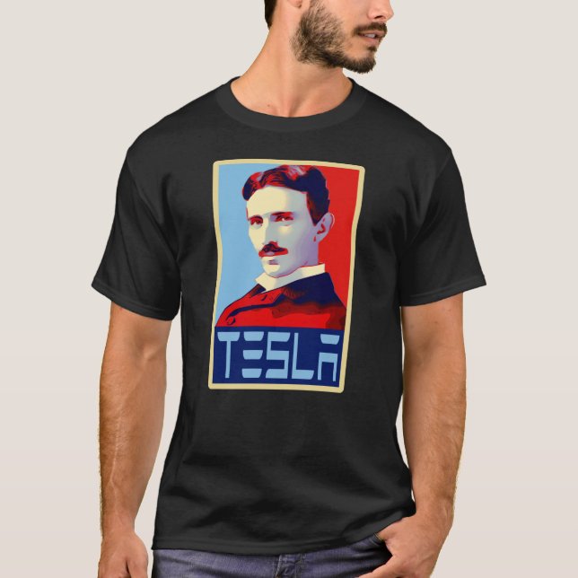 Camiseta Nikola Tesla Tribute em Shepard Fairey Style2206pn (Frente)