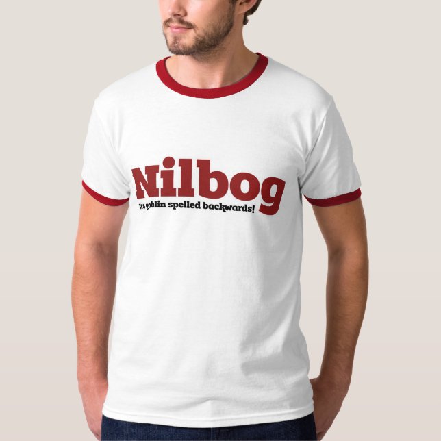 Camiseta Nilbog, é um goblin escrito para trás (Frente)