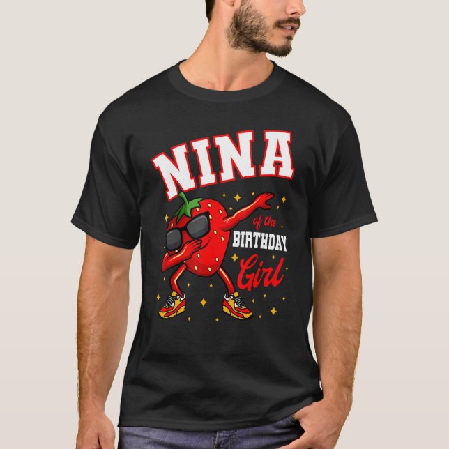 Camiseta Nina Da Garota De Aniversário A Dabbing Strawberry (Frente)
