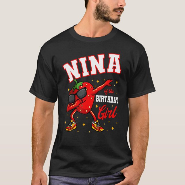 Camiseta Nina Da Garota De Aniversário A Dabbing Strawberry (Frente)