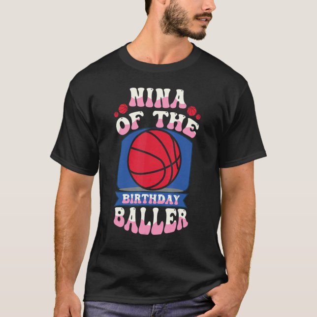 Camiseta Nina Do Aniversário Do Tema De Basquete De Anivers (Frente)
