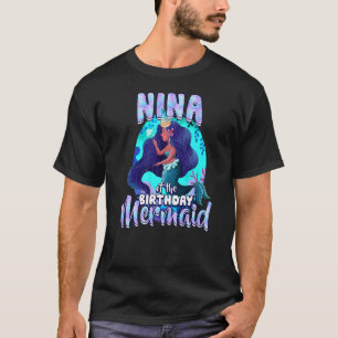 Camiseta Nina Do Aniversário Festa Familiar De Sereias Que